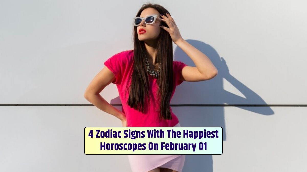 The girl in the pink dress wonders about the four zodiac signs with the happiest horoscopes on February 1st.