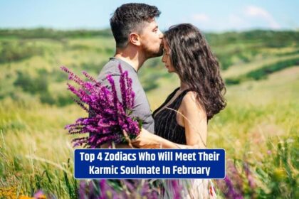 The girl holding a flower and standing with her boyfriend will meet their karmic soulmate in February.