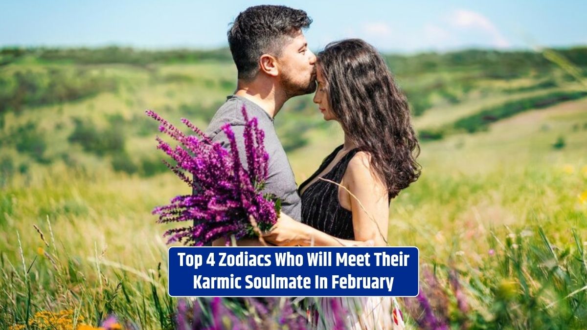 The girl holding a flower and standing with her boyfriend will meet their karmic soulmate in February.