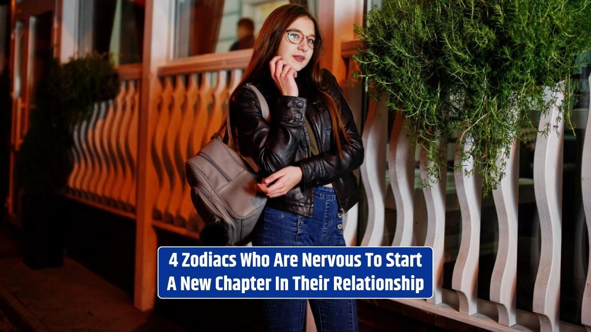 The cute girl standing and thinking may be nervous to embark on a new chapter in her relationship.