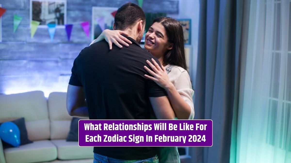In February 2024, relationships will vary for each zodiac sign, including the couple dancing in a room.