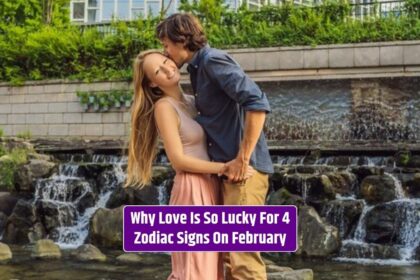 Love is particularly lucky for four zodiac signs in February, including the boyfriend kissing his girlfriend.
